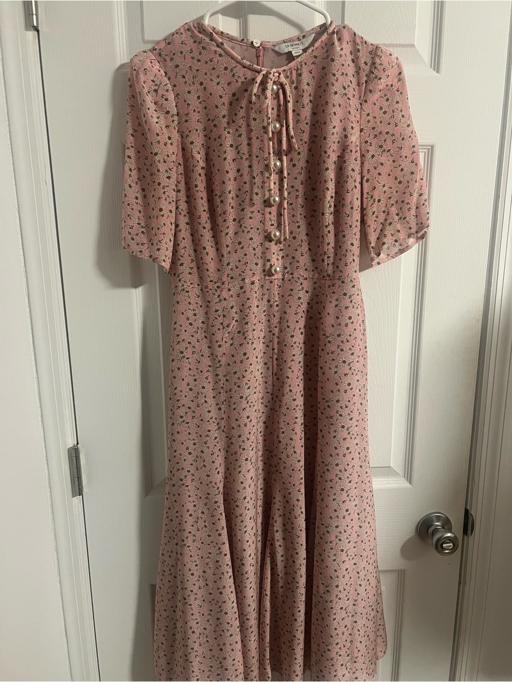 LK Bennett Silk Montana Pink Midi Tea Dress Dress Size US 2 / UK 6 - Picture 3 of 5